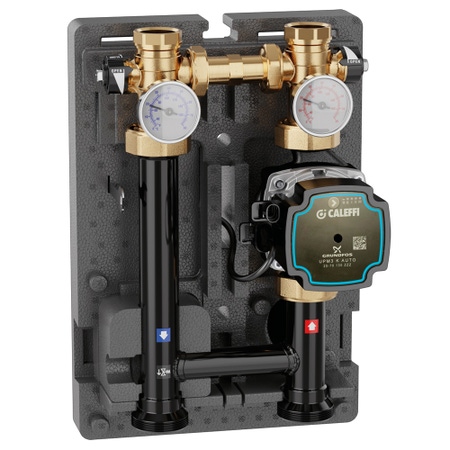 Immagine di Caleffi gruppo di distribuzione DN 25 diretta per impianti di riscaldamento e condizionamento con pompa UPM3K Auto 25-70, Interasse 125 mm (Reversibile DX - SX) 165600A2L