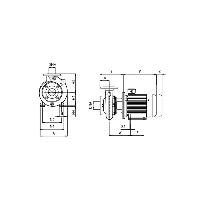 Immagine di Dab Pumps NKP-G 50-160/169/B/ BAQE/11/2 Pompa normalizzata monoblocco per attività di pressurizzazione, condizionamento e riscaldamento, portata max 90 m³/h - prevalenza max 39.6 m 1D3221BBV