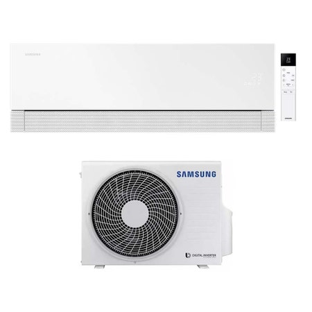 Immagine di Samsung WINDFREE Première climatizzatore a parete monosplit inverter A+++/A++, Wi-Fi e AI colore Essential White | unità esterna 2 kW unità interna 7000 BTU F-AR07PRE