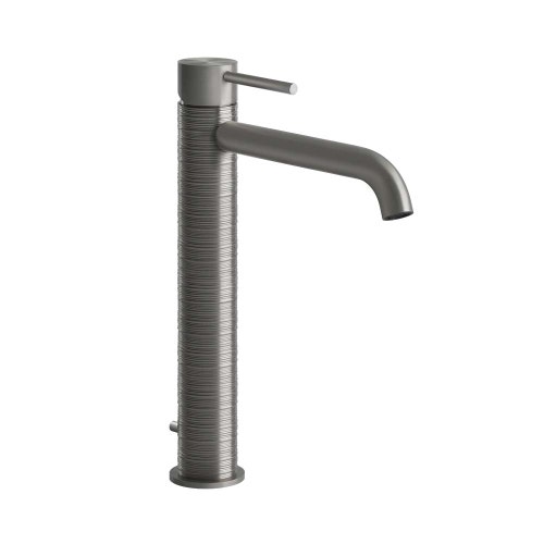 Immagine di Gessi 316 TRAME miscelatore lavabo P.20 cm, con scarico e flessibili di collegamento, finitura steel brushed 54303#239