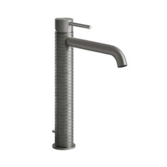 Immagine di Gessi 316 MECCANICA miscelatore lavabo alto bocca lunga con scarico con flessibili di collegamento, finitura steel brushed 54203#239