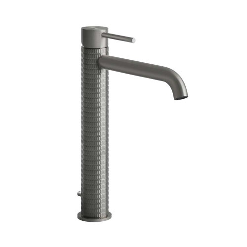 Immagine di Gessi 316 MECCANICA miscelatore lavabo alto bocca lunga con scarico con flessibili di collegamento, finitura steel brushed 54203#239