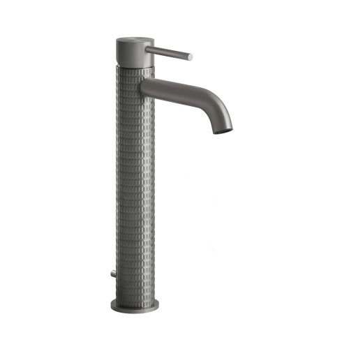 Immagine di Gessi 316 MECCANICA miscelatore lavabo alto bocca corta con scarico con flessibili di collegamento, finitura steel brushed 54204#239