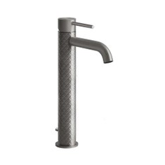 Immagine di Gessi 316 INTRECCIO miscelatore Lavabo alto bocca corta con scarico con flessibili di collegamento, finitura steel brushed 54104#239