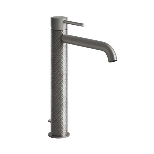 Immagine di Gessi 316 INTRECCIO miscelatore lavabo alto bocca lunga con scarico con flessibili di collegamento, finitura steel brushed 54103#239