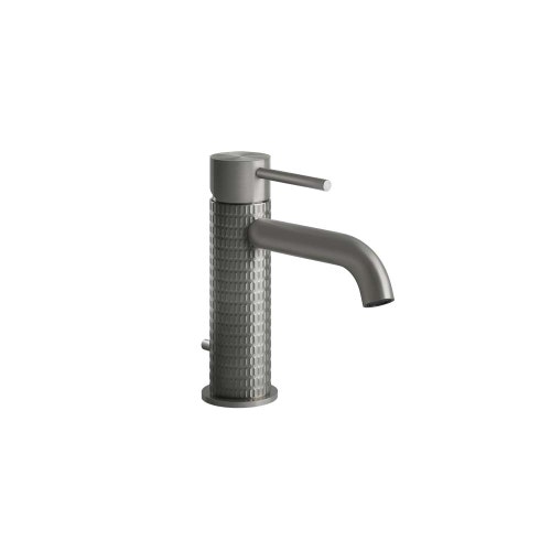 Immagine di Gessi 316 MECCANICA miscelatore monocomando per lavabo H.16 cm, con scarico con flessibili di collegamento, finitura steel brushed 54201#239