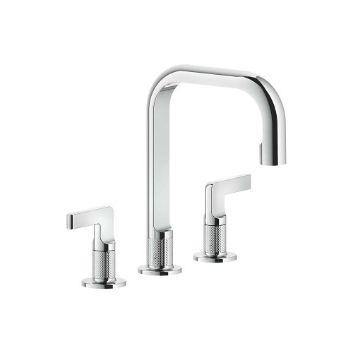 Immagine di Gessi INCISO- gruppo lavabo H.24 cm, tre fori, con scarico con flessibili di collegamento, finitura black metal brushed PVD 58013#031