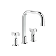 Immagine di Gessi INCISO+ gruppo lavabo H.24 cm, tre fori, con scarico con flessibili di collegamento, finitura cromo 58113#031