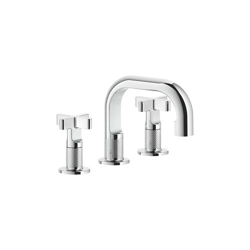 Immagine di Gessi INCISO+ gruppo lavabo H.15 cm, tre fori, con scarico con flessibili di collegamento, finitura cromo 58111#031