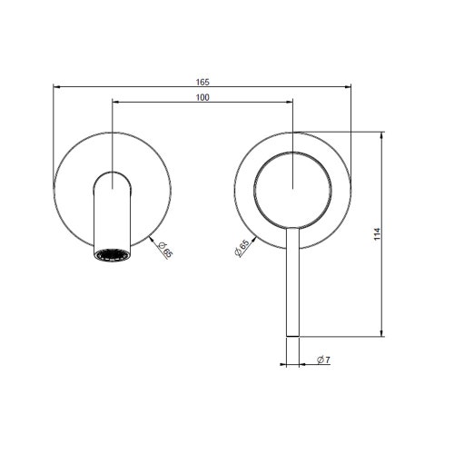 Immagine di Gessi 316 Miscelatore Lavabo a parete bocca lunghezza personalizzata senza scarico, finitura warm bronze brushed PVD 54289#726