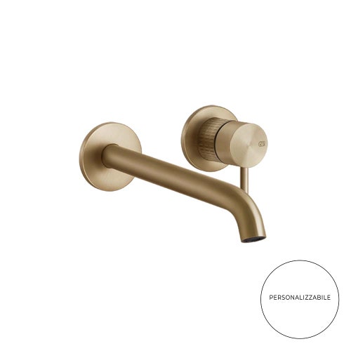 Immagine di Gessi 316 Miscelatore Lavabo a parete bocca lunghezza personalizzata senza scarico, finitura warm bronze brushed PVD 54289#726