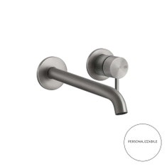 Immagine di Gessi 316 MECCANICA miscelatore lavabo a parete bocca lunghezza personalizzata, senza scarico, finitura steel brushed 54289#239
