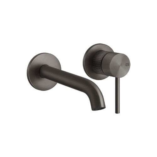 Immagine di Gessi 316 MECCANICA miscelatore lavabo a parete, bocca media, senza scarico, finitura black metal brushed PVD 54283#707