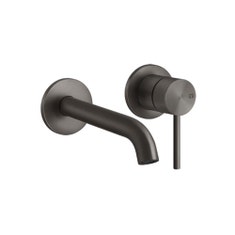 Immagine di Gessi 316 FLESSA miscelatore lavabo a parete bocca media P.16 cm, senza scarico, finitura black metal brushed PVD 54083#707