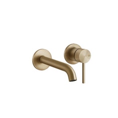 Immagine di Gessi 316 MECCANICA miscelatore lavabo a parete bocca lunga senza scarico, finitura warm bronze brushed PVD 54286#726