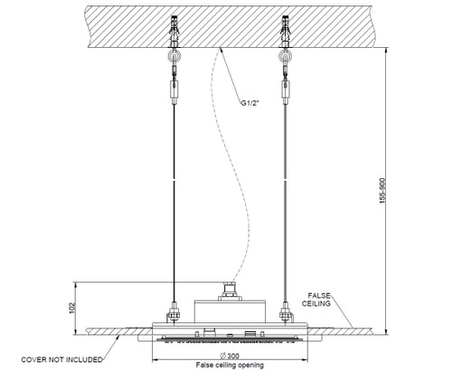 Immagine di Gessi WELLNESS Sistema doccia a controsoffitto Ø350 con funzione PIOGGIA, da completare con cover estetica 57803#238