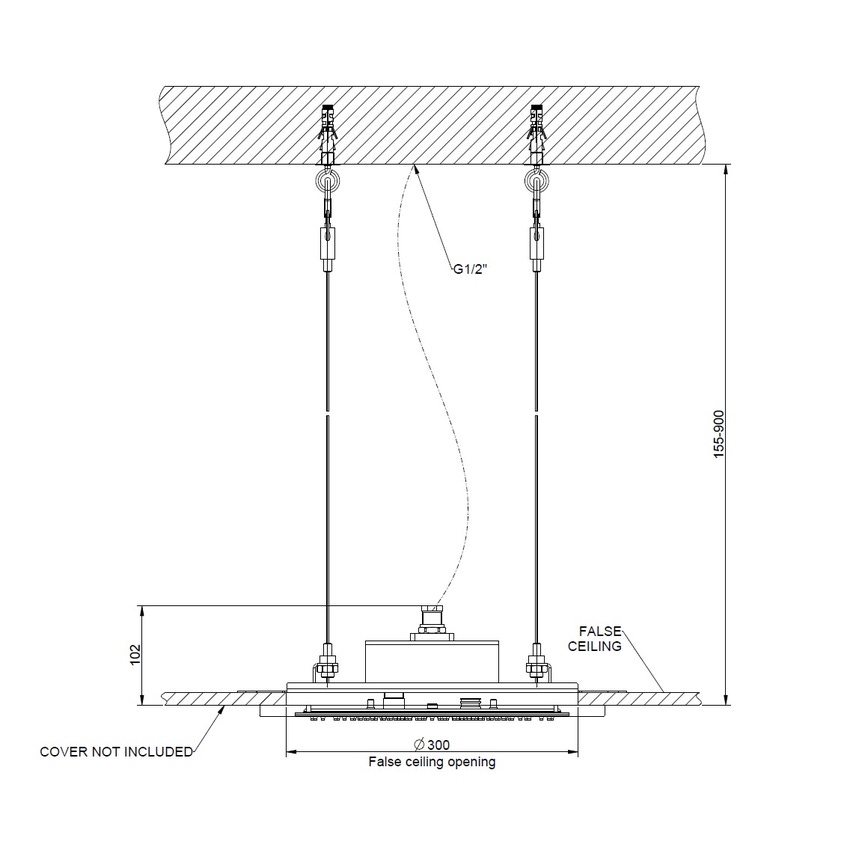 Immagine di Gessi WELLNESS Sistema doccia a controsoffitto Ø350 con funzione PIOGGIA, da completare con cover estetica 57803#238