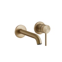 Immagine di Gessi 316 FLESSA miscelatore lavabo a parete bocca lunga P.21 cm, senza scarico, finitura warm bronze brushed PVD 54086#726