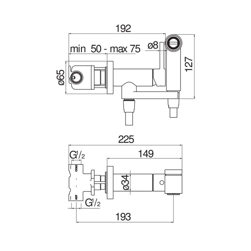 Immagine di Nobili Doccetta monogetto per wc, con flessibile 100 cm, finitura cromo AV00600CR