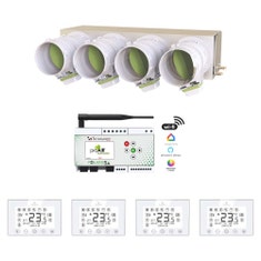 Immagine di Tecnosystemi PROAIR PACK CAB LILLA 4L kit per gestione multi-zona, con plenum in lamiera coibentata e 4 serrande motorizzate Ø 15 cm GAD400403