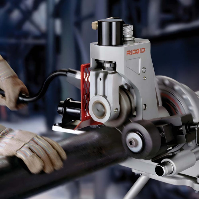 Immagine di Ridgid 918 Scanalatrice a rulli con Kit di montaggio per 1233/300 Compact da 2" - 12 e 300 Compact filettatrice 1/8" - 2", 230 V 57092+50697