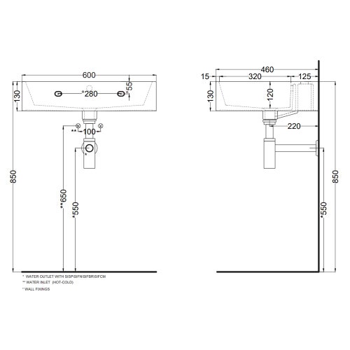 Immagine di Cielo SMILE lavabo rettangolare 60 cm, sospeso / da appoggio, con un foro e 3 fori predisposti, colore bianco finitura lucido SMLAA60