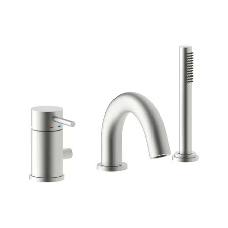 Immagine di Rubinetteria Paffoni LIGHT miscelatore bordo vasca con portata maggiorata, finitura acciaio satinato LIG047ST