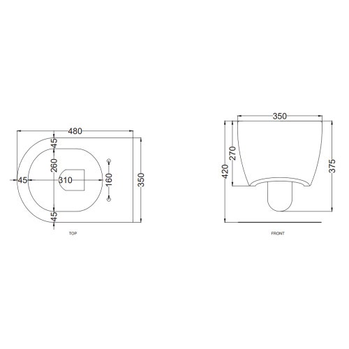 Immagine di Cielo SMILE MINI 48 vaso sospeso, senza brida, senza sedile, colore bianco finitura lucido SMVSRK