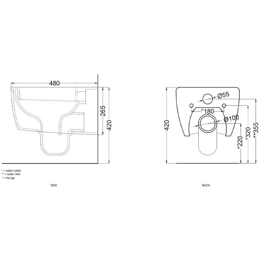 Immagine di Cielo SMILE MINI 48 vaso sospeso, senza sedile, colore bianco finitura lucido SMVSR