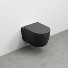 Immagine di Cielo SMILE MINI 48 vaso sospeso, senza brida, senza sedile, e coprivaso in termoindurente frizionato, colore lavagna finitura opaco SMVSRKLV+CPVSMFLV