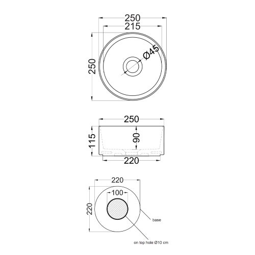 Immagine di Cielo SHUI COMFORT lavabo minimo tondo H 11,5 x 25 x 25 cm, da appoggio, colore bianco finitura lucido MILAT
