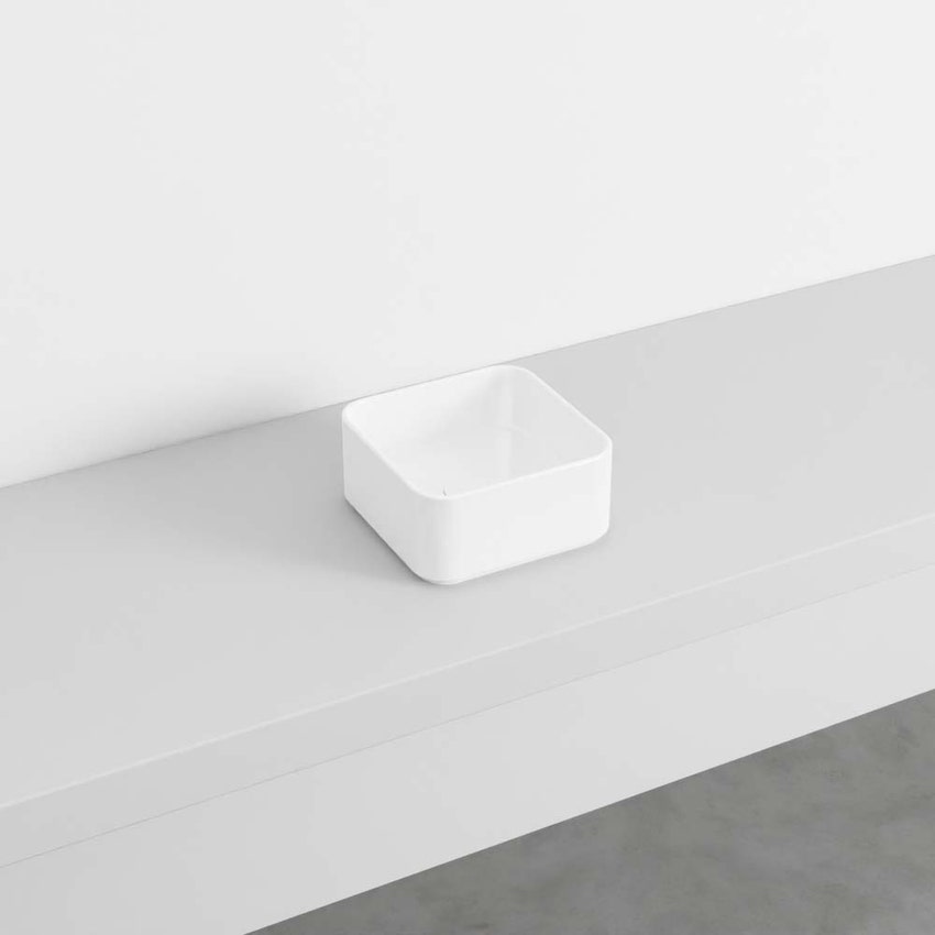 Immagine di Cielo SHUI COMFORT lavabo minimo quadrato H 11,5 x 25 x 25 cm, da appoggio, colore bianco finitura lucido MILAQ