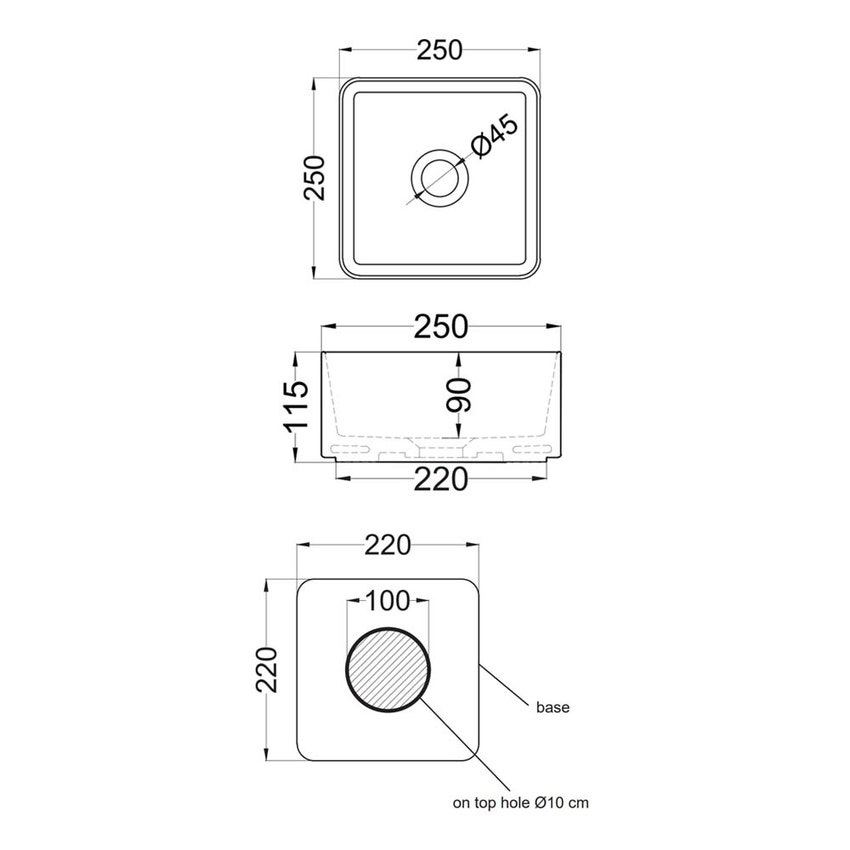 Immagine di Cielo SHUI COMFORT lavabo minimo quadrato H 11,5 x 25 x 25 cm, da appoggio, colore lino finitura opaco MILAQLN
