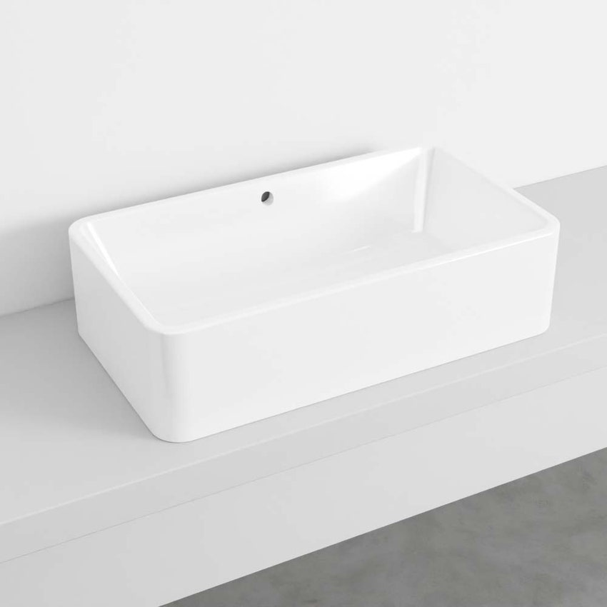 Immagine di Cielo SHUI COMFORT lavabo rettangolare H 20 x 75 x 42 cm, da appoggio, colore bianco finitura lucido SHLAA7520