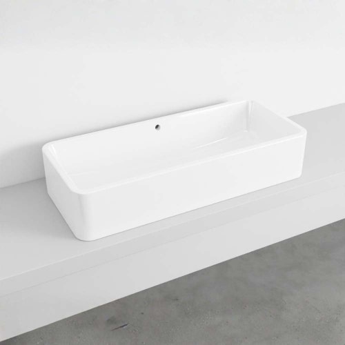 Immagine di Cielo SHUI COMFORT lavabo rettangolare H 20 x 100 x 42 cm, da appoggio, colore bianco finitura lucido SHLAA10020