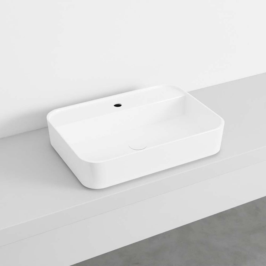 Immagine di Cielo SHUI COMFORT lavabo rettangolare monoforo, colore bianco finitura lucido SHCOLARF