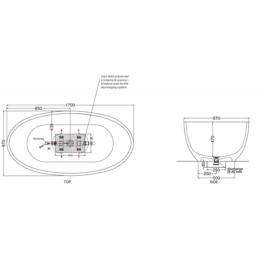 Immagine di Cielo SHUI COMFORT vasca in solid surface, con troppopieno non visibile, colore bianco finitura lucido SHCOBAT