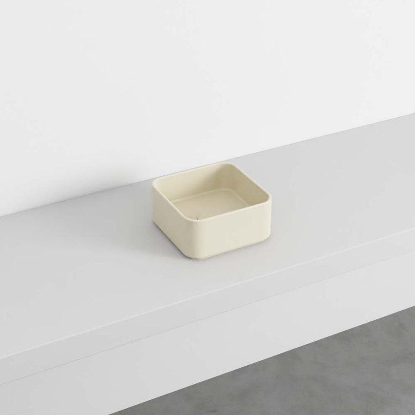 Immagine di Cielo SHUI COMFORT lavabo minimo quadrato H 11,5 x 25 x 25 cm, da appoggio, colore lino finitura opaco MILAQLN