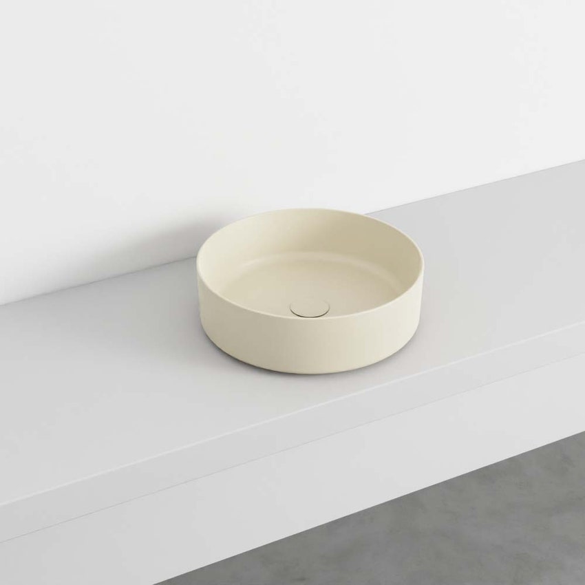 Immagine di Cielo SHUI COMFORT lavabo tondo H 12,5 x 40 x 40 cm, da appoggio, colore lino finitura opaco SHCOLAT40LN