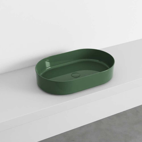 Immagine di Cielo SHUI COMFORT lavabo ovale H 12.5 x 60 x 38 cm, da appoggio, colore alga finitura lucido SHCOLAO60AL