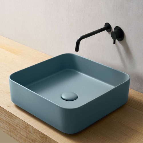Immagine di Cielo SHUI COMFORT lavabo quadrato H 12,5 x 40 x 40 cm, da appoggio, colore polvere finitura opaco SHCOLAQ40PL
