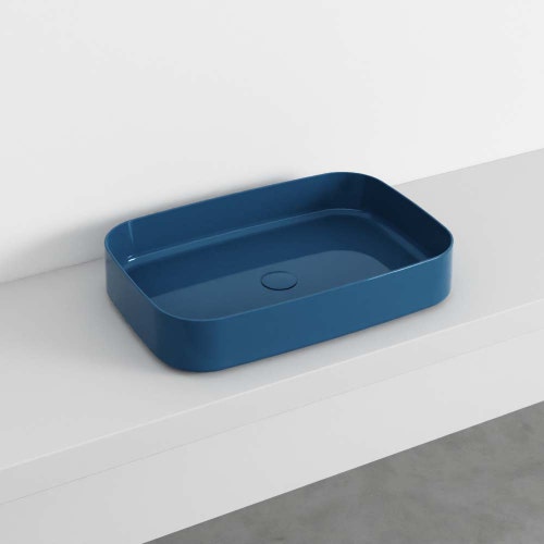 Immagine di Cielo SHUI COMFORT lavabo rettangolare H 12,5 x 60 x 40 cm, da appoggio, colore oltremare finitura lucido SHCOLAR60OL