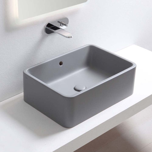 Immagine di Cielo SHUI COMFORT lavabo rettangolare H 20 x 60 x 42 cm, da appoggio, colore cemento finitura opaco SHLAA6020CM