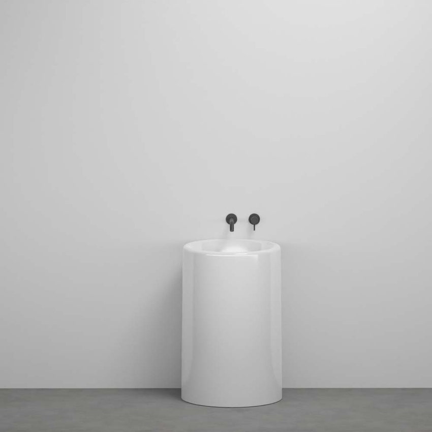 Immagine di Cielo ITACA lavabo freestanding tondo con scarico a parete, colore bianco finitura lucido ITFREEP