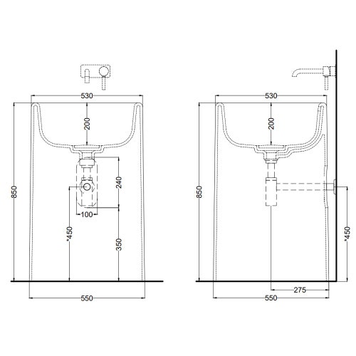 Immagine di Cielo ITACA lavabo freestanding tondo con scarico a parete, colore bianco finitura lucido ITFREEP