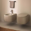 Immagine di Cielo ITACA set sanitari sospesi, vaso senza brida con sedile a discesa rallentata e bidet monoforo, colore lino finitura opaco ITBSLN+ITVSKLN+CPVITTFLN