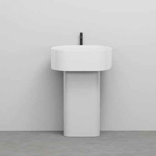 Immagine di Cielo OTIS lavabo ovale sospeso monoforo con colonna ovale liscia, colore bianco finitura lucido OTLS+OTCOL