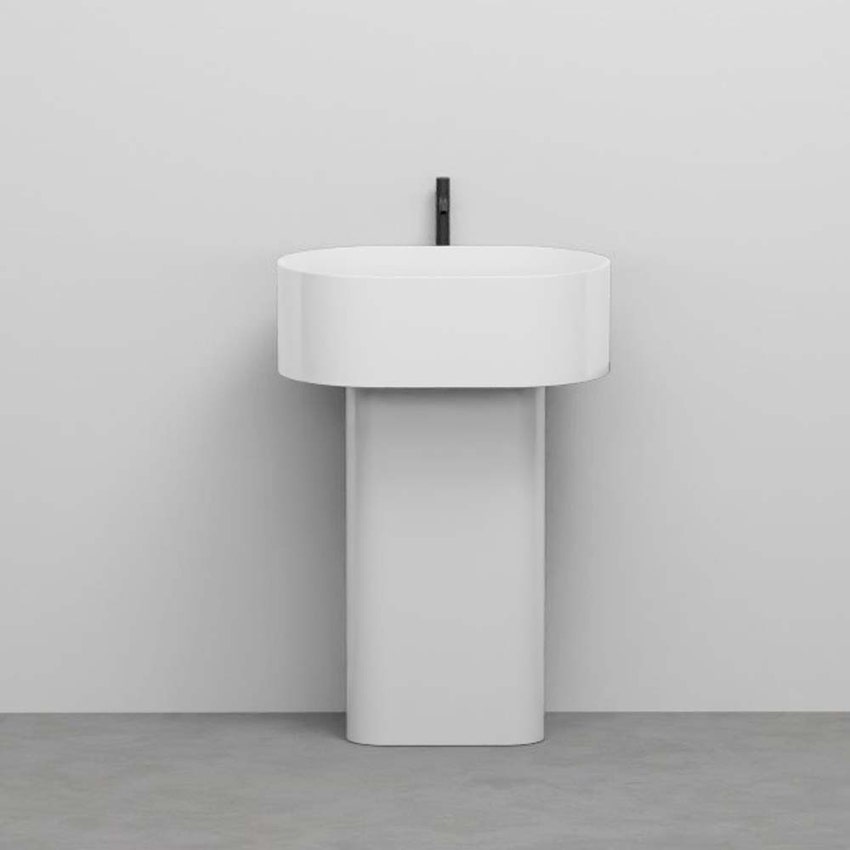 Immagine di Cielo OTIS lavabo ovale sospeso monoforo con colonna ovale liscia, colore bianco finitura lucido OTLS+OTCOL