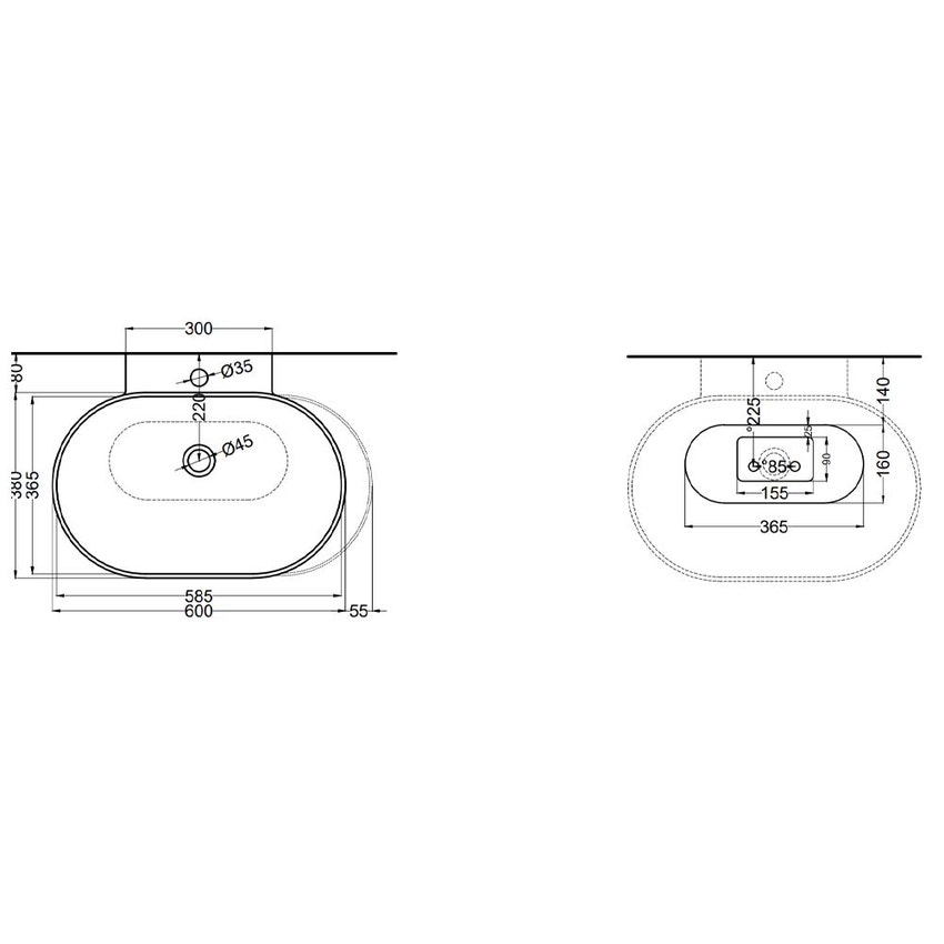 Immagine di Cielo OTIS lavabo ovale sospeso monoforo con colonna ovale liscia, colore bianco finitura lucido OTLS+OTCOL