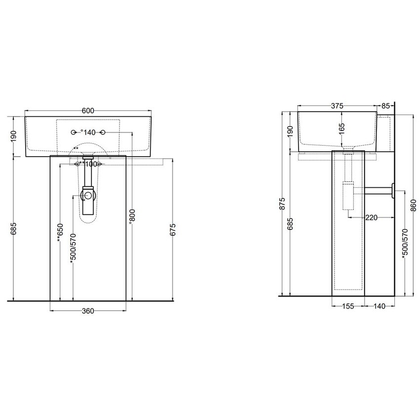 Immagine di Cielo OTIS lavabo ovale sospeso monoforo con colonna ovale liscia, colore bianco finitura lucido OTLS+OTCOL